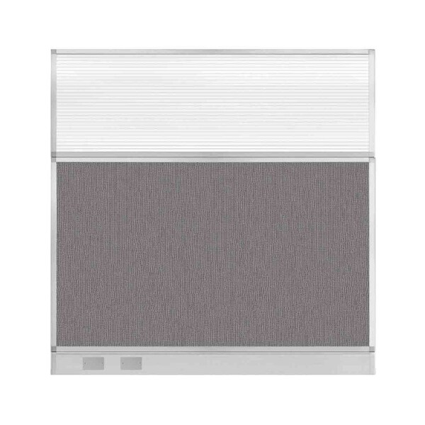 Hush Panel Configurable Cubicle Partition 6' x 6' Slate Fabric Clear Fluted Window w/ Cable Channel